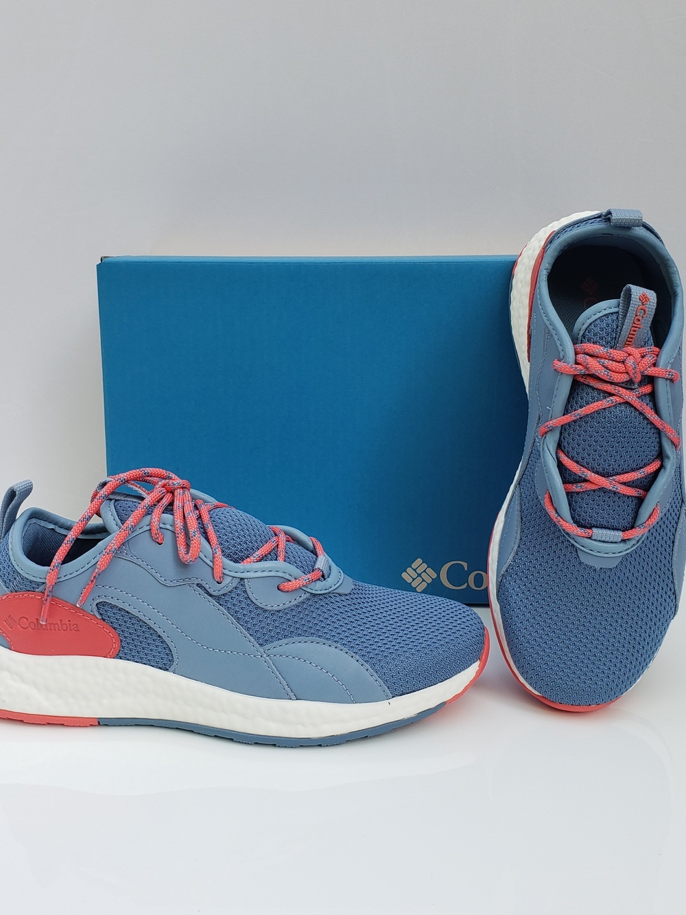 Columbia Women's Blue Mesh Athletic Sneakers with Coral Accents